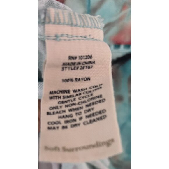 Soft Surroundings M Shirt Dress Blue Coral Marble Abstract Print Rayon Midi - Picture 9 of 9